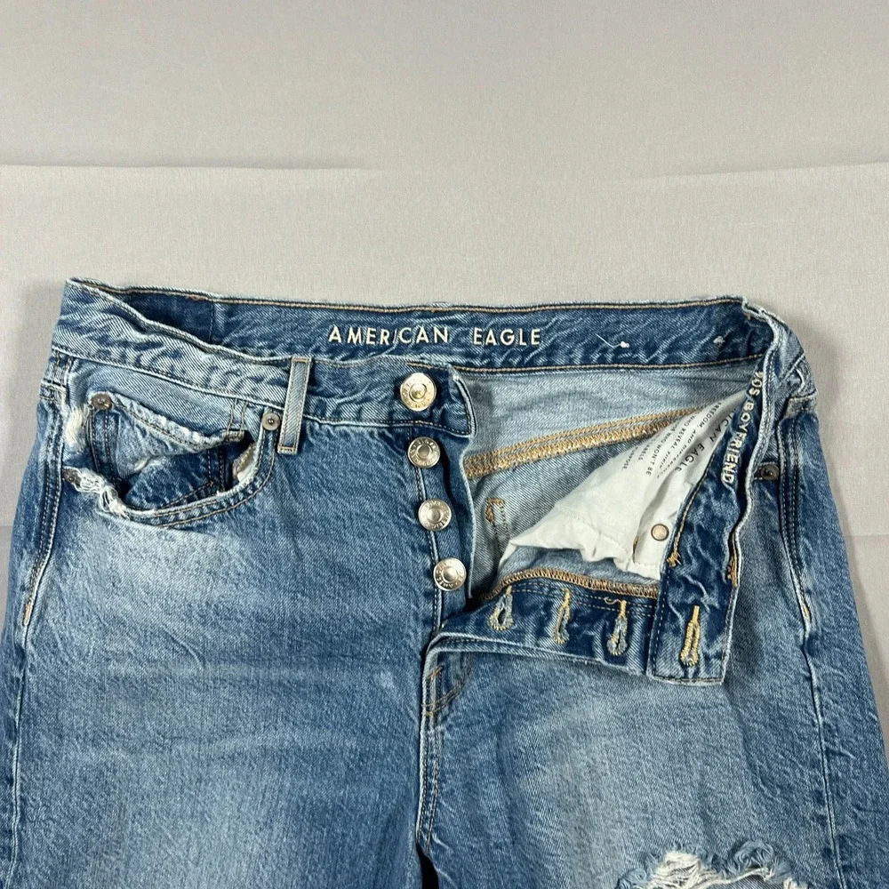 American Eagle Outfitters 90s Boyfriend Jeans Womens 4‎ Blue Cotton Distressed